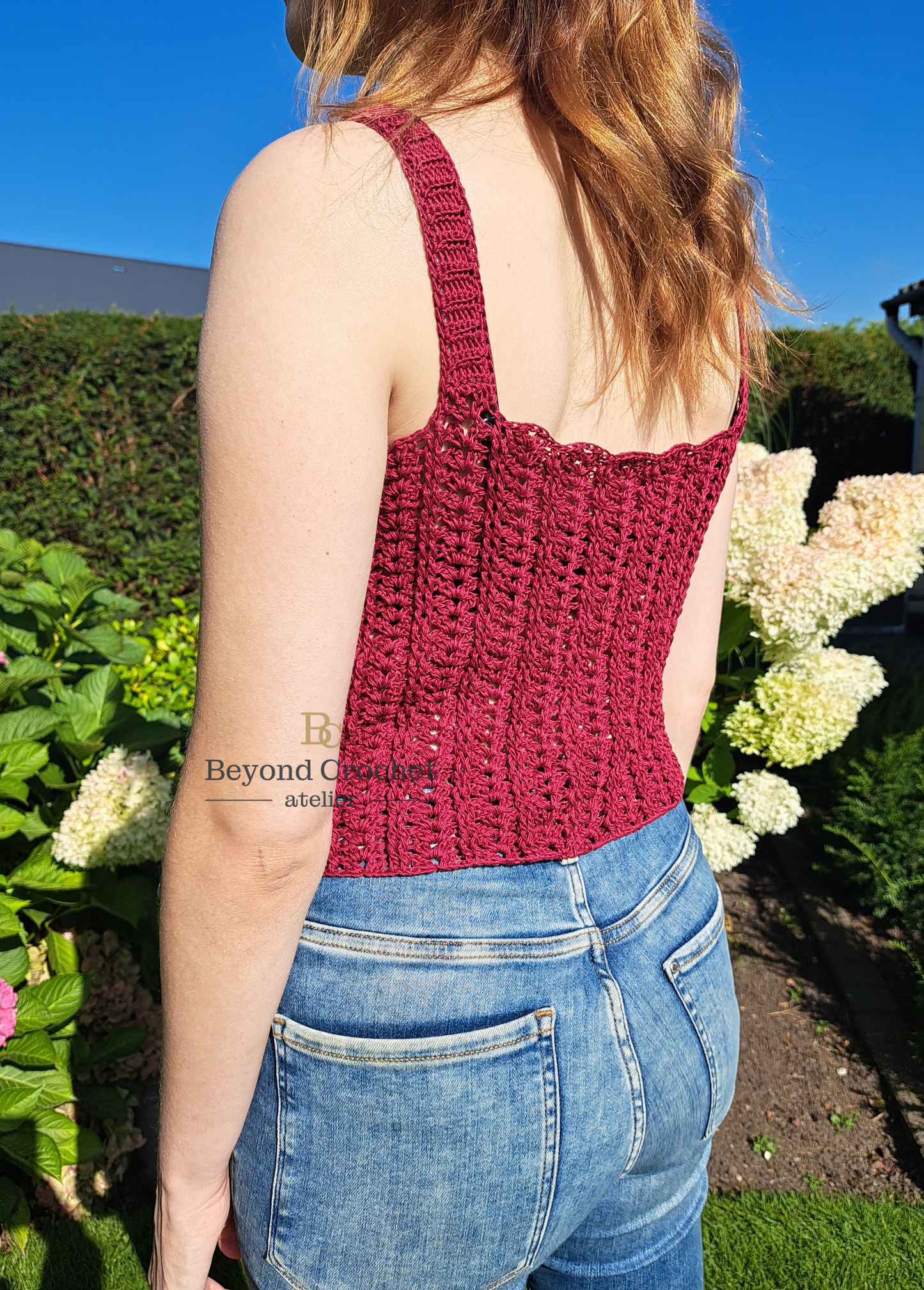 Crochet pattern Summer top, With separate made crochet cups, Made with structered crochet stitches. Summer crochet Top.