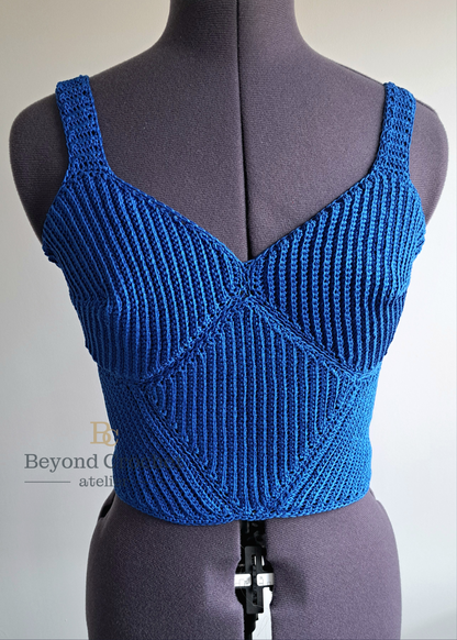 Crochet pattern Corset summer top, Crochet top made of individual crochet panels. Give a corset vibe, adjustable to any size.